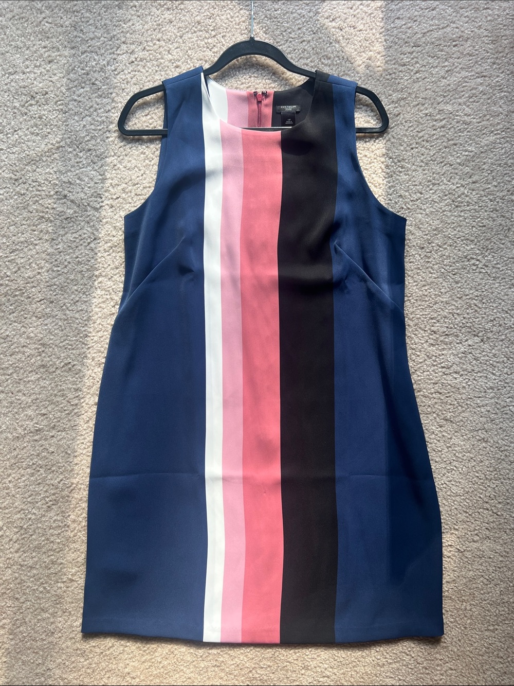Ann Taylor Navy, Pink, Black & White Colorblock Dress - Size 14P - NWT
